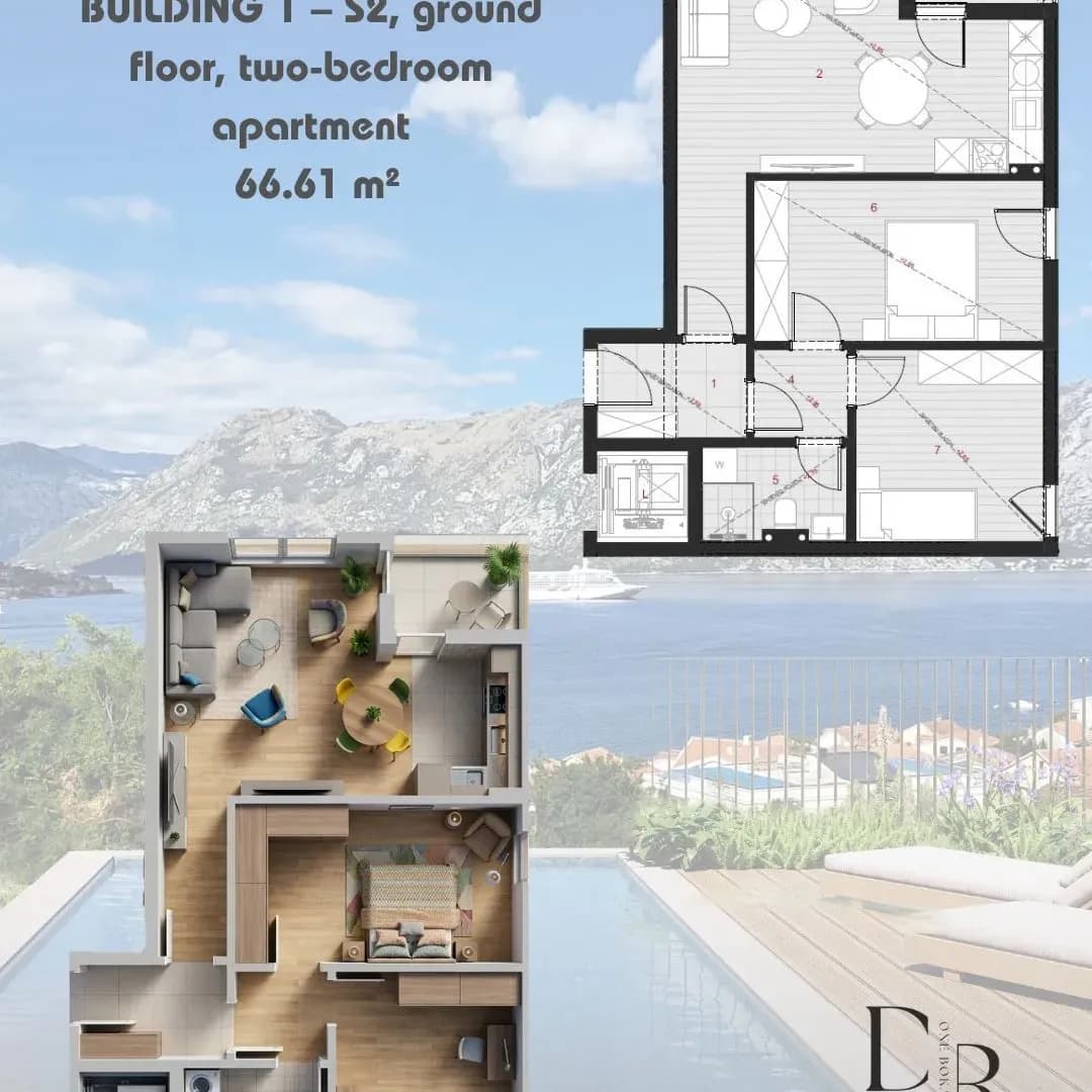 Prodaja, dvosoban stan, 66m², Dobrota, Kotor