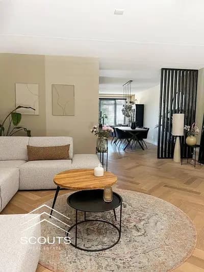 Ground floor apartment with garden, 150 sq m, 3 bedrooms, for sale, ready to move in Creek Town compound, opposite Rehab Gate 2 - New Cairo.