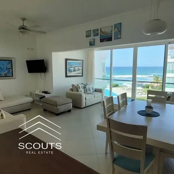 First row chalet on the lagoon with a private beach and view of the largest swimmable lagoons for sale on the North Coast at the initial launch price