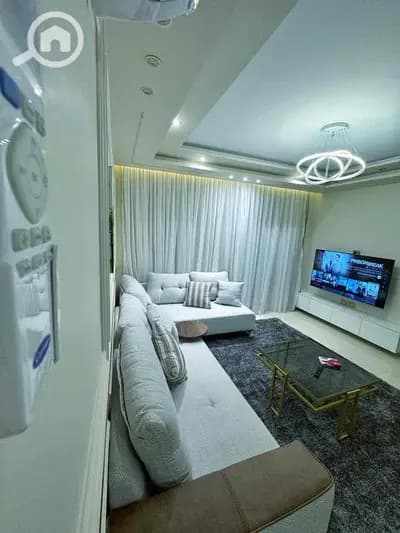 Compound One Katameya next to Starbucks Apartment for rent furnished VIP apartment with clean hotel-style furniture fully air-conditioned private internet available coffee corner three rooms and two bathrooms and a reception