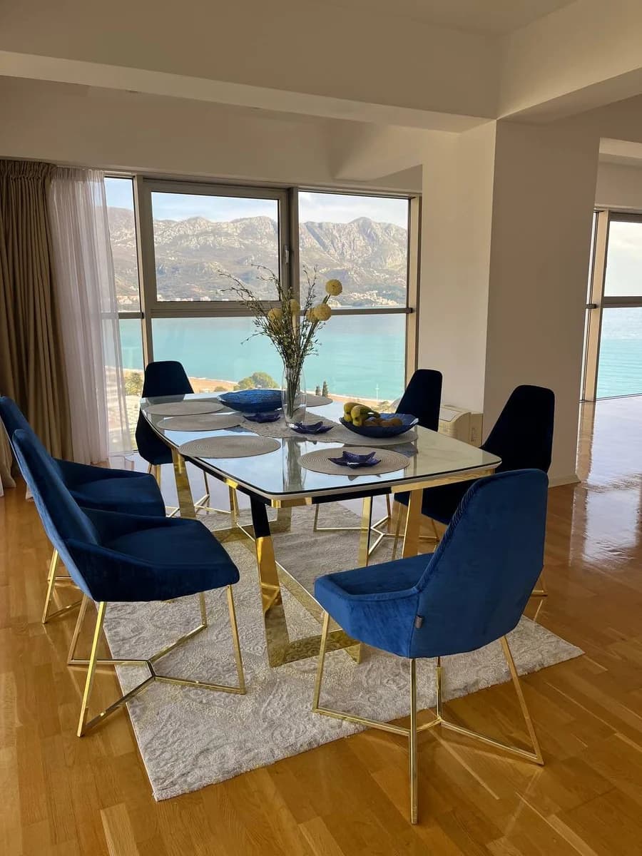 Becici, Harmonia Luxury 3-bedroom apartment for rent with stunning sea views from each bedroom and living room.